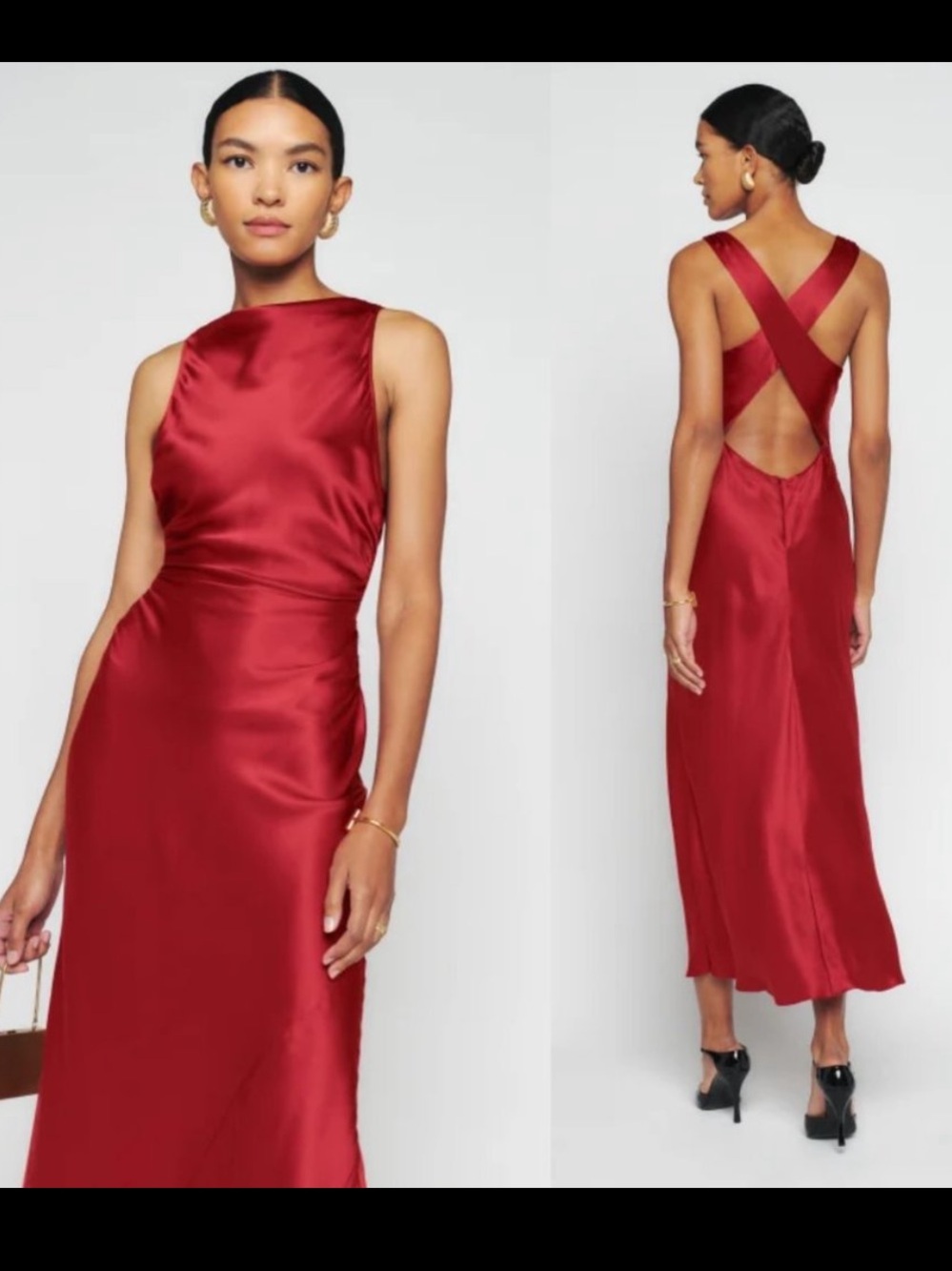New!Reformation Red Satin Maxi Dress
